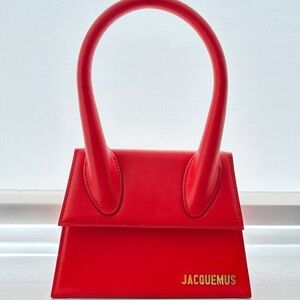 Jacquemus Le Chiquito Moyen Leather Top Handle Bag Red